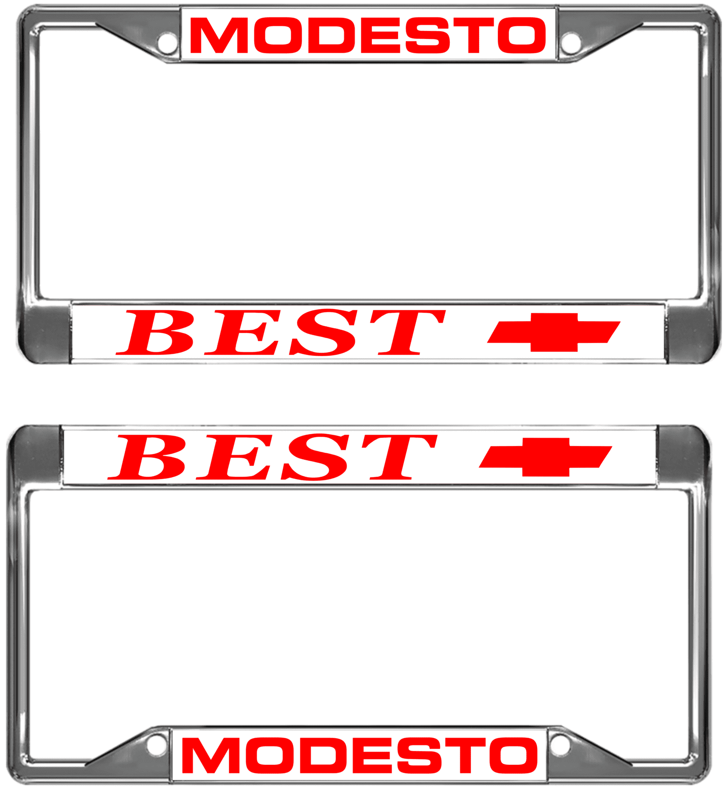 Modesto Best - Metal license plate frame ( set of 2) Chrome